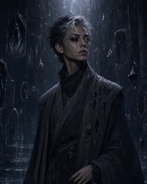 Portrait of Elyra Voidstar, Death-aligned witness eroded by future visions