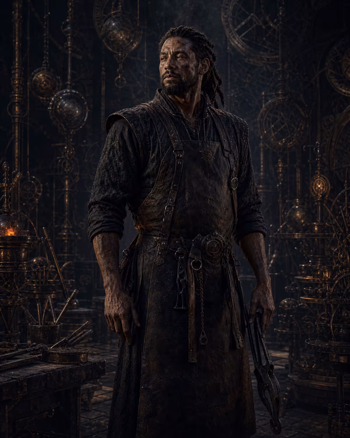 Portrait of Kade, Flame-aligned smith of the Heartforge
