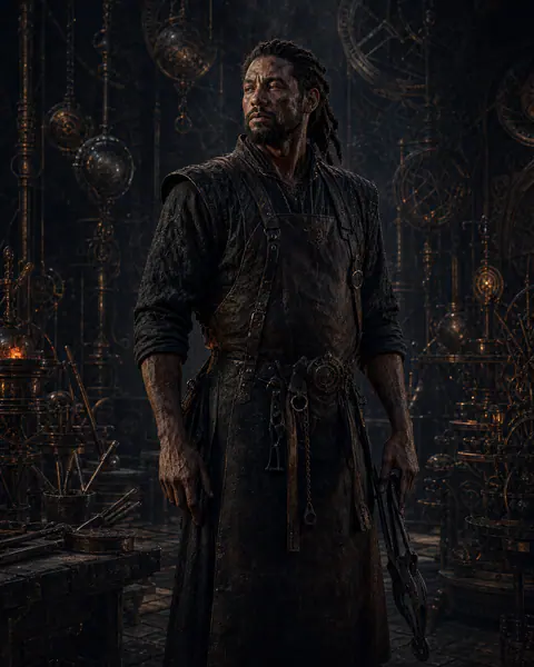 Portrait of Kade, Flame-aligned smith of the Heartforge