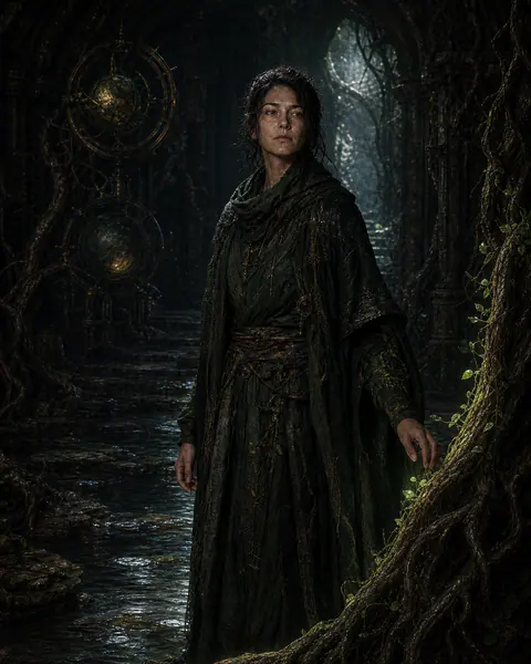 Portrait of Nyra, Nature Heir who hears the living world in distress