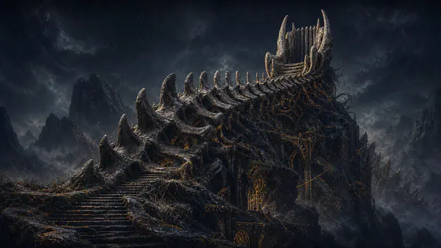 The Beasts Throne carved into the living spine of the old world