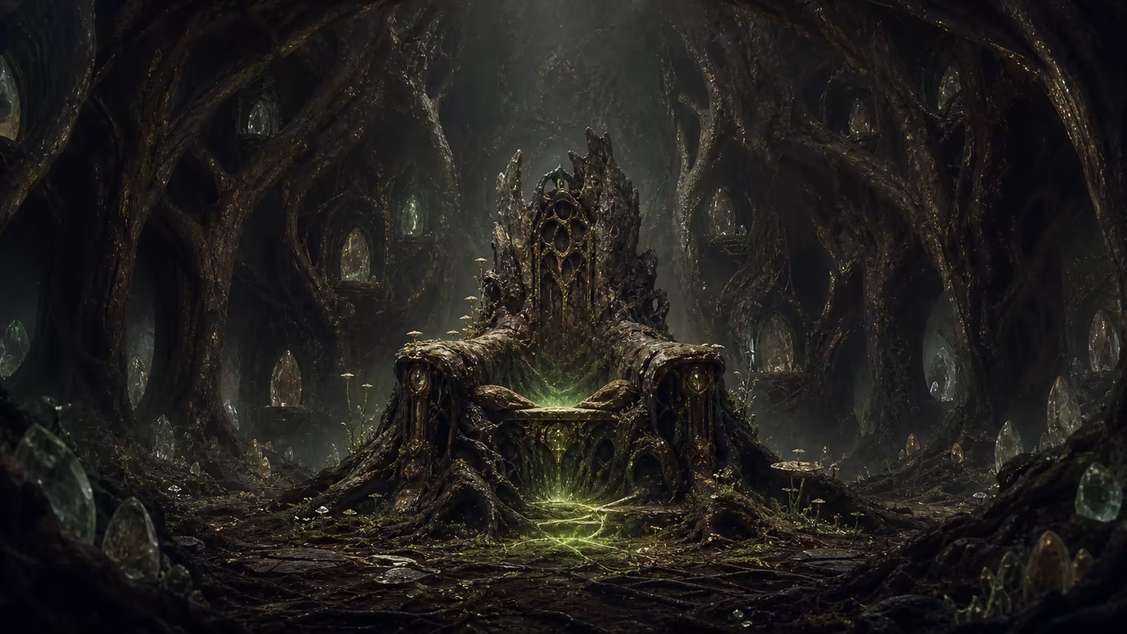 The Nature Throne rooted through an ancient living library