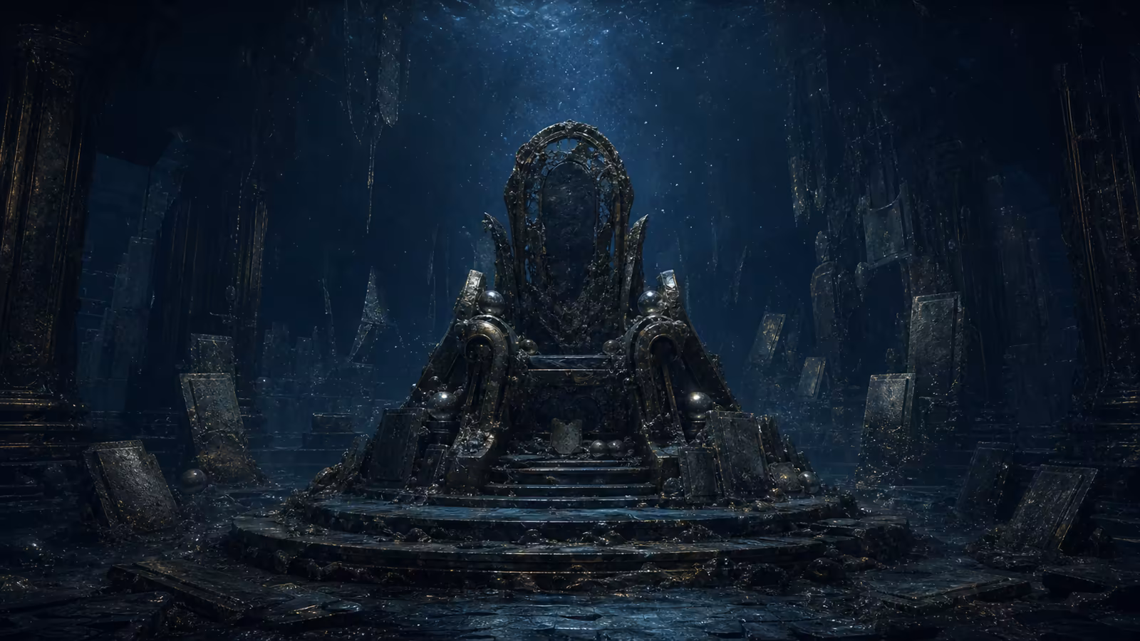 The Oceans Throne guarding a drowned archive in the Hollow-Grief abyss
